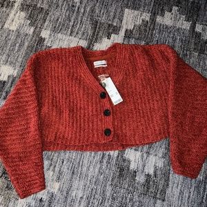 Urban Outfitters XS Chunky Knit Cropped Button Front Dolman Sleeve Cardigan